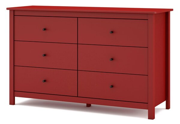 Czerwona niska komoda z drewna sosnowego 130x80 cm Misti – Marckeric
