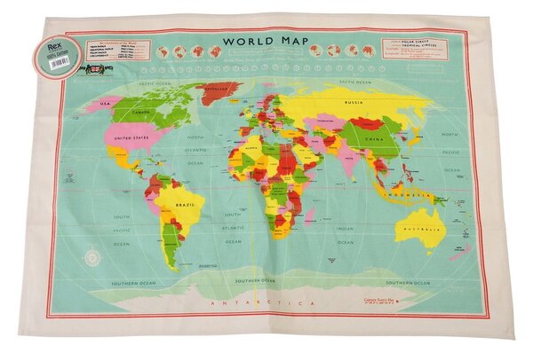 Bawełniana ścierka Rex London World Map, 50 x 70 cm