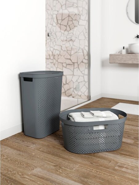 Szary kosz na pranie Curver Infinity Hamper, 40 l