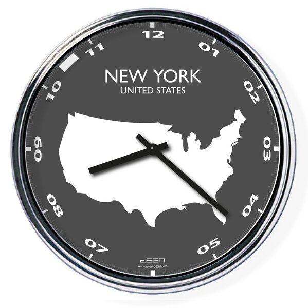 Zegar ścienny z mapą: USA/New York, Wybierz kolor Jasny