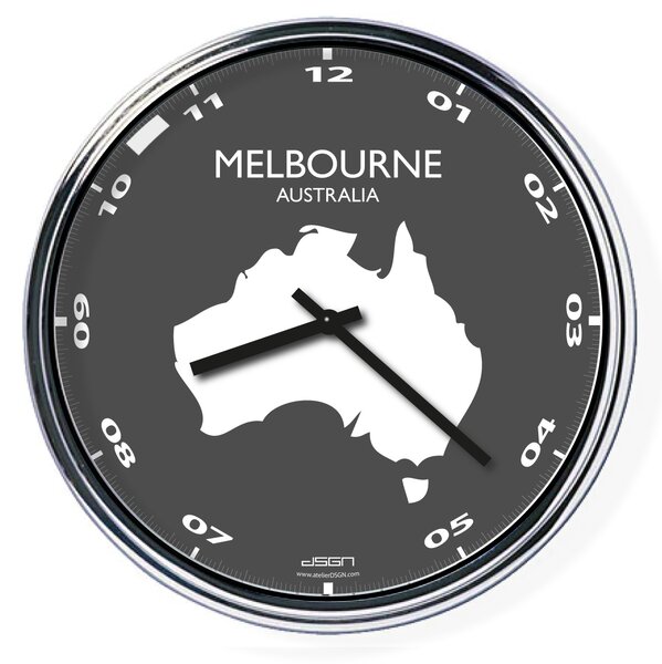 Zegar ścienny z mapa: Australia/Melbourne, Wybierz kolor Jasny