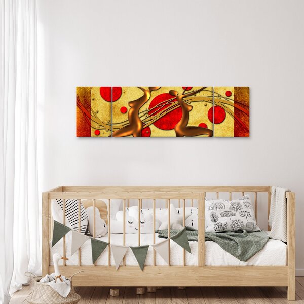 Abstrakcyjny obraz z dwiema kobietami (170x50 cm)