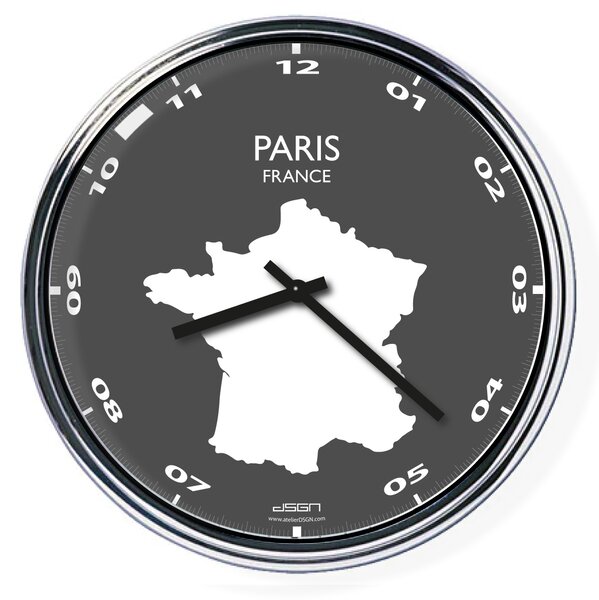Zegar ścienny z mapą: France/Paris, Wybierz kolor Jasny