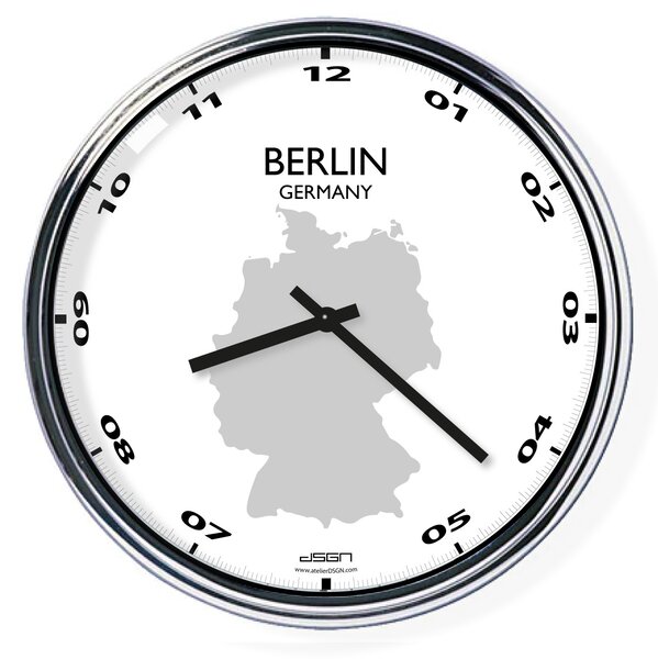 Zegar ścienny z mapą: Germany/Berlin, Wybierz kolor Jasny