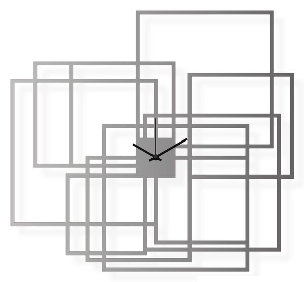 Duży zegar ścienny ze stali nierdzewnej, 65x60 cm: Prostokąty | atelierDSGN