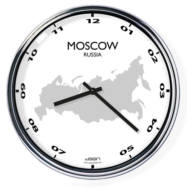 Zegar ścienny z mapą: Russia/Moscow, Wybierz kolor Jasny