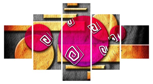 Abstrakcyjny obraz z historycznymi symbolami (125x70 cm)
