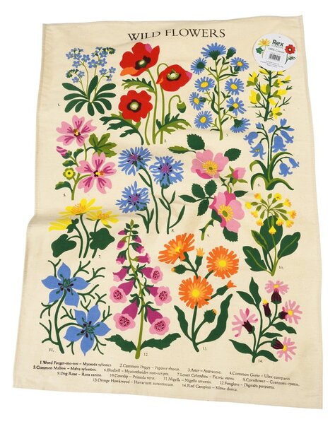 Beżowa bawełniana ścierka Rex London Wild Flowers, 50 x 70 cm
