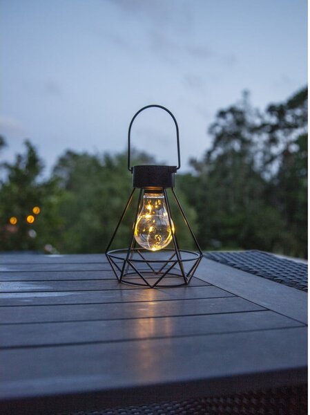 Czarny lampion LED Star Trading Eddy, wys. 15,5 cm