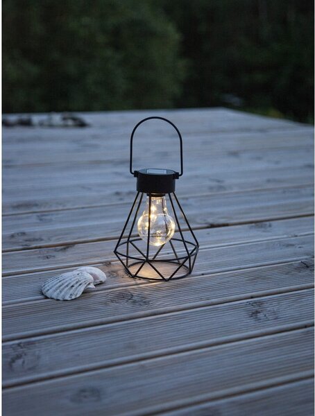 Czarny lampion LED Star Trading Eddy, wys. 15,5 cm
