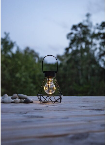 Czarny lampion LED Star Trading Eddy, wys. 15,5 cm