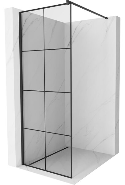 Mexen Kioto ścianka prysznicowa Walk-in 80 x 200 cm, czarna kratka 8 mm, czarna - 800-080-101-70-77