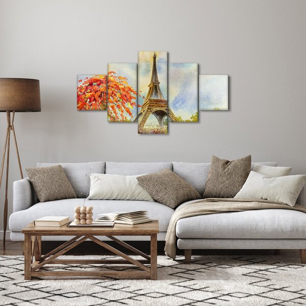 Malowany obraz Wieży Eiffla (125x70 cm)