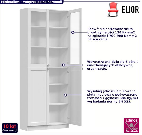 Biała Duża Przeszklona Witryna Na Książki M0-Z72