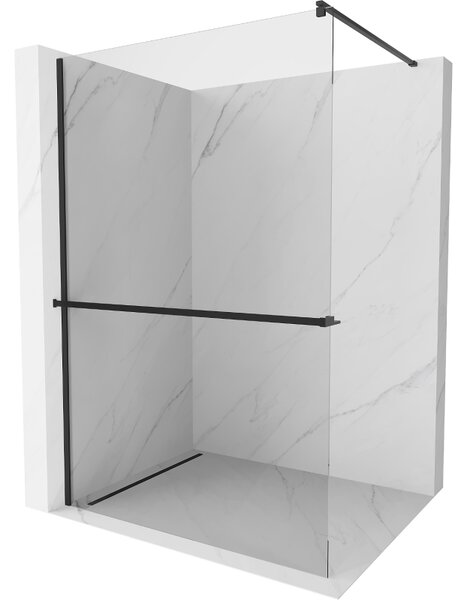 Mexen Kioto+ ścianka prysznicowa z półką Walk-in 90 x 200 cm, transparent, czarna - 800-090-121-70-00