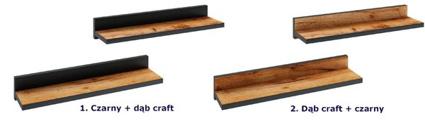 Komplet 2 półek ściennych dąb craft + czarny A2-N13