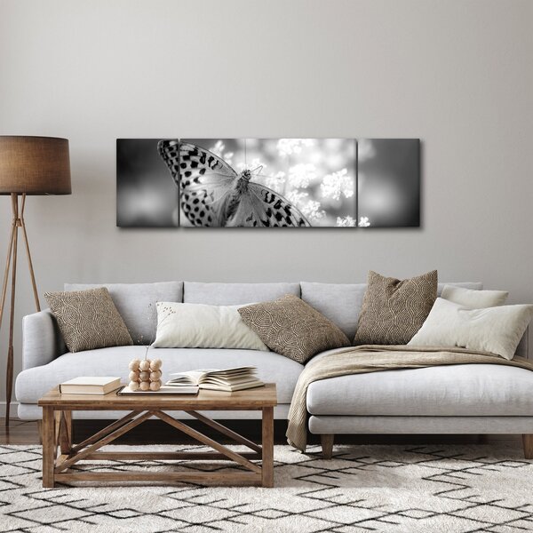 Obraz - Szczegół motyla zapylającego kwiat (170x50 cm)