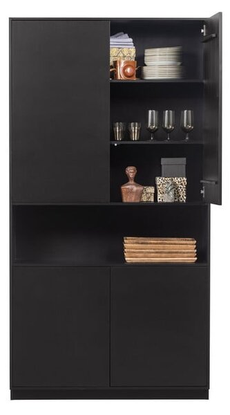 Czarna szafka modułowa z litego drewna sosnowego 110x210 cm Finca – WOOOD