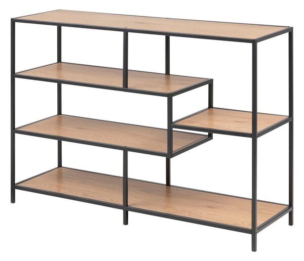 Czarno-naturalny regał w dekorze dębu 114x78 cm Seaford – Actona