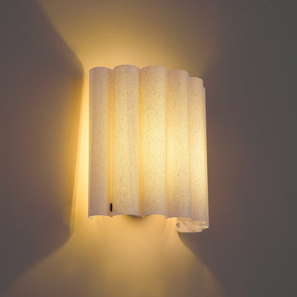 Lampa ścienna Japandi beżowa z lnem 26cm - Scallop