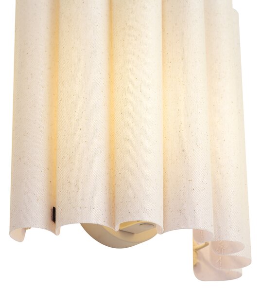 Lampa ścienna Japandi beżowa z lnem 26cm - Scallop
