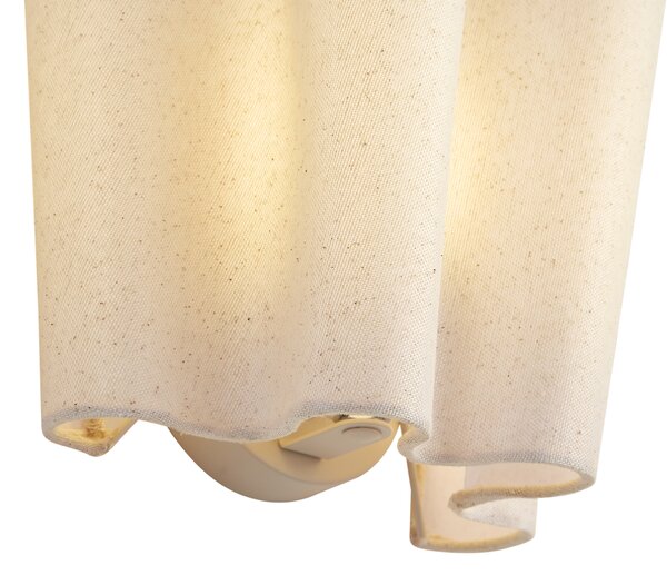 Lampa ścienna Japandi beżowa lniana 20 cm - Oyster