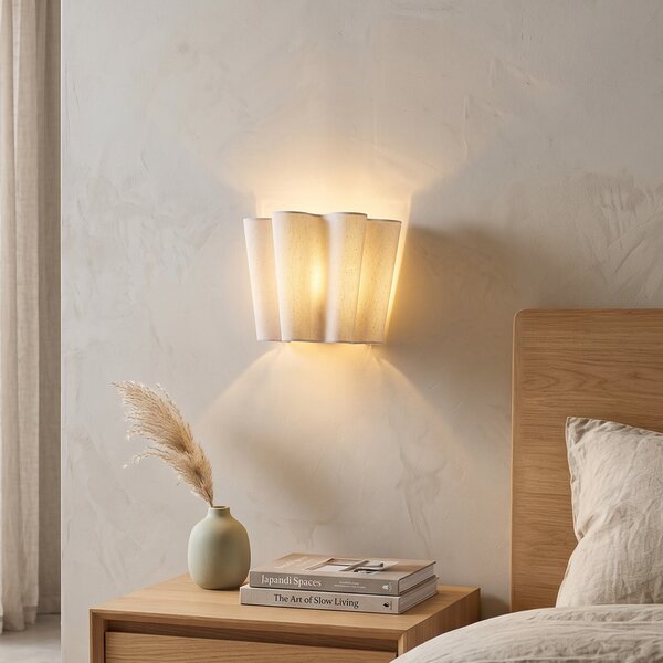 Lampa ścienna Japandi beżowa lniana 20 cm - Oyster