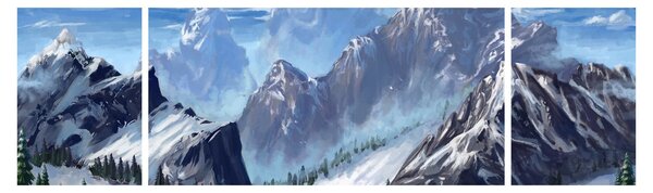 Obraz - Malowane góry (170x50 cm)