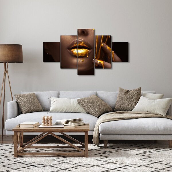 Obraz - Kobieta ze złotymi ustami (125x70 cm)