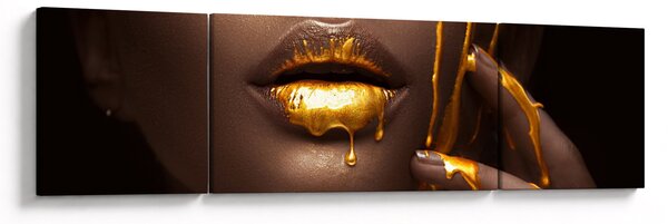 Obraz - Kobieta ze złotymi ustami (170x50 cm)