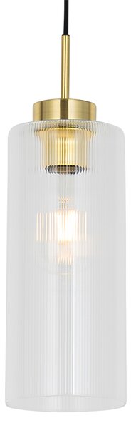 Lampa wisząca Art Deco złota ze szkłem - Laura Oswietlenie wewnetrzne