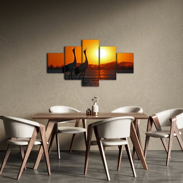 Obraz ptaków o zachodzie słońca (125x70 cm)