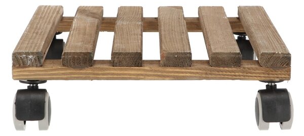 Brązowa drewniana podstawka pod doniczkę na kółkach Esschert Design, 29x29 cm