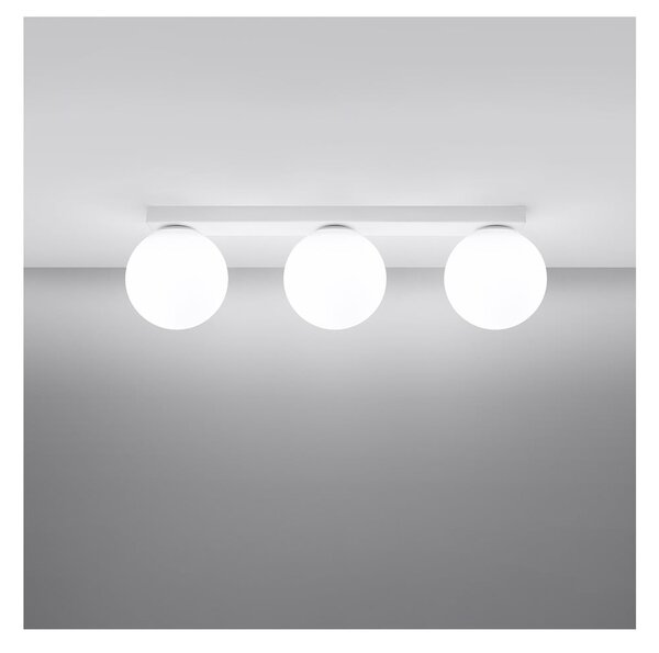 Biała lampa sufitowa ze szklanym kloszem ø 12 cm Umerta – Sollux