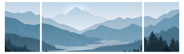 Obraz - Góry oczami grafika (170x50 cm)