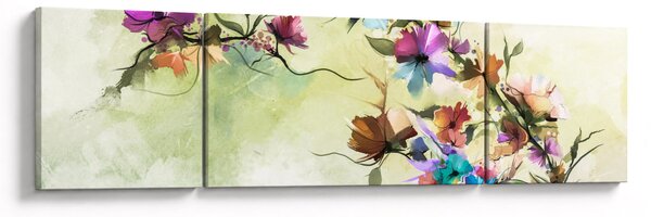 Obraz - malowidło pnącej się kwiaty (170x50 cm)