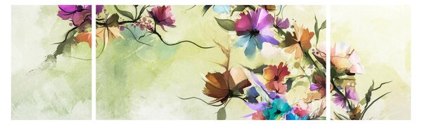 Obraz - malowidło pnącej się kwiaty (170x50 cm)