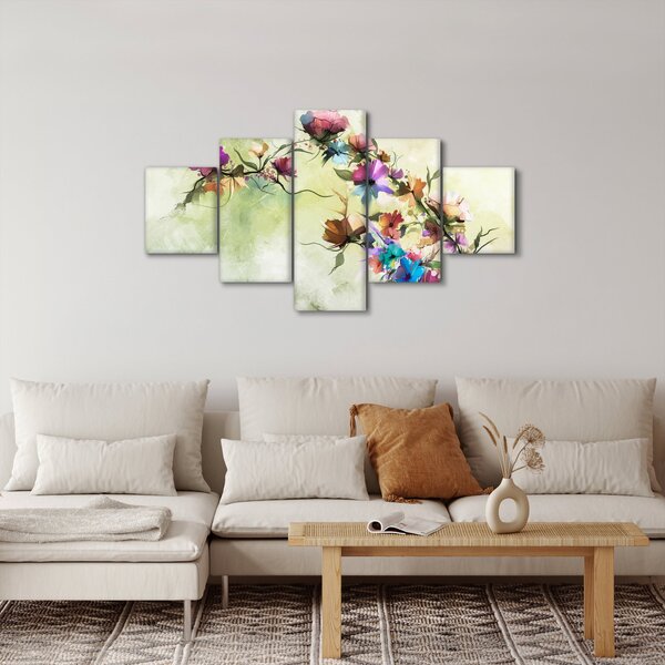Obraz - malowidło pnącej się kwiaty (125x70 cm)