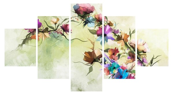 Obraz - malowidło pnącej się kwiaty (125x70 cm)