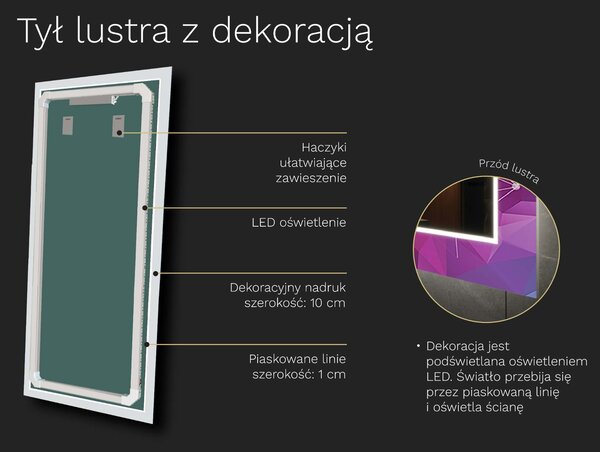 Lustro LED z dekoracją D25