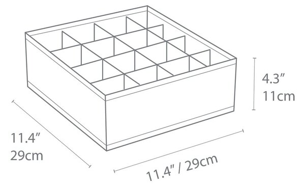 Szary organizer do szuflady z 16 przegródkami Bigso Box of Sweden Drawer