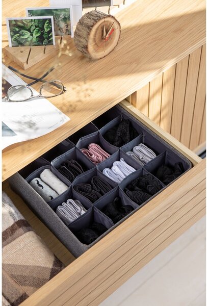 Szary organizer do szuflady z 16 przegródkami Bigso Box of Sweden Drawer