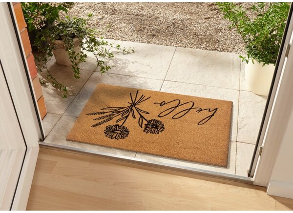 Wycieraczka z włókna kokosowego 75x45 cm Hello & Flowers – Hanse Home