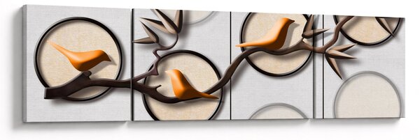 Malarstwo artystyczne - Ptaki na gałęzi (170x50 cm)