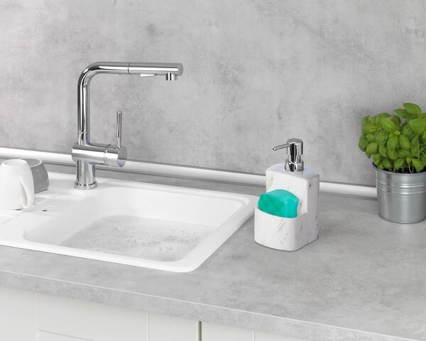 Biały ceramiczny dozownik do mydła Wenko Festival Marble, 380 ml