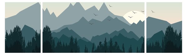 Obraz - Góry oczami grafika (170x50 cm)