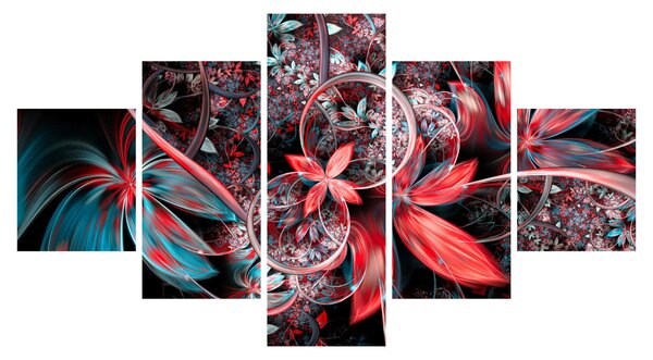 Abstrakcyjny obraz egzotycznych kwiatów (125x70 cm)