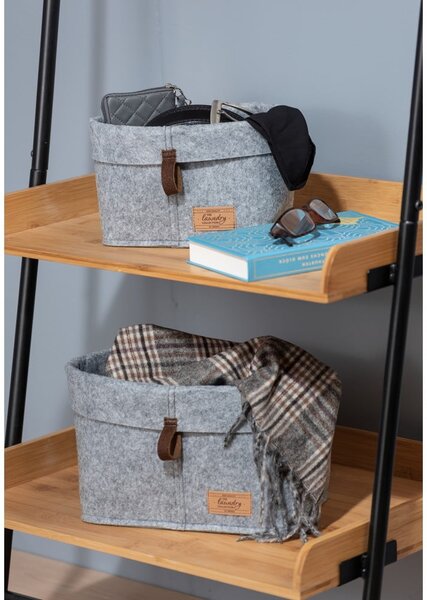 Szary tekstylny organizer Wenko Felt, 24x16 cm
