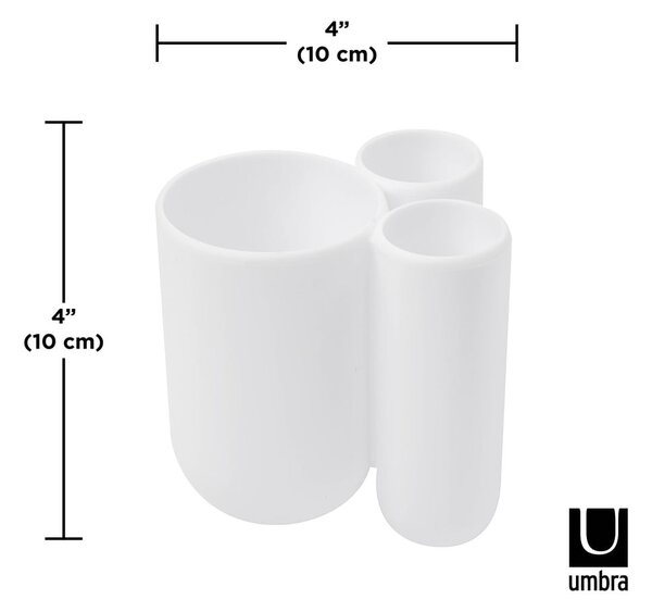 Biały plastikowy kubek na szczoteczki do zębów Touch – Umbra