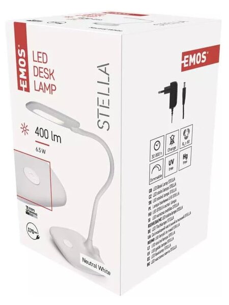 Biała lampa stołowa LED ze ściemniaczem (wys. 55 cm) Stella – EMOS